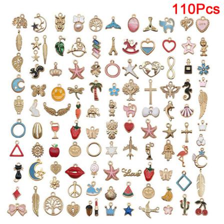Animal Flower Mixed Enamel Charms Riipukset DIY Rannekoru korut B 110Pcs