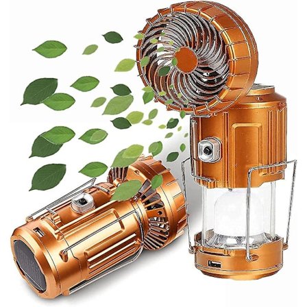 6 i 1 bärbar utomhus LED campinglykta med fläkt, acsergery New Solar Camping