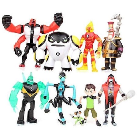 Højkvalitets Haloppe 9 stk. Ben 10 Kineceleran Heatblast LED Actionfigurer Legetøj Gave Skrivebordsindretning