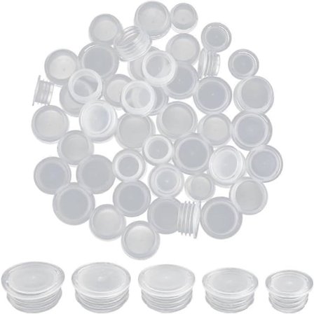 5 Størrelser 50 stk. Salt- og Peberbøssepropper Runde Hvide Plastikpropper Erstatningspropper Endestykker med Trækfane til Salt- og Peberbøsser 