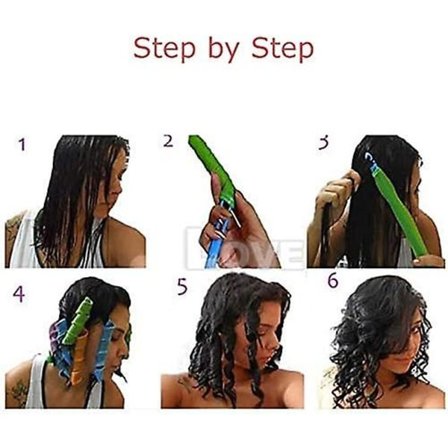 Manuaaliset hiuskihartimet ilman lämpöä, 20 kpl lämpöä vaatimattomia hiusaaltoja ja kiharoita sekä 1 tyylitelty koukku 50 cm