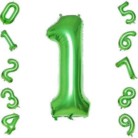 40-tums Jätte Helium Folie Sifferballong 0 Till 9 Ålder För Födelsedagsfest, Fotografering (grön, 1)