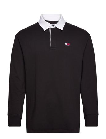 Tjm Badge Rugby Polos Long-sleeved Svart Tommy Jeans*Betinget Tilbud