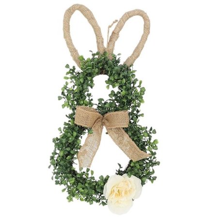 Påskeharekrans Vårblomster Hareformet Dørkrans Med Sløyfer Festival Velkomstskilt For Ytterdør