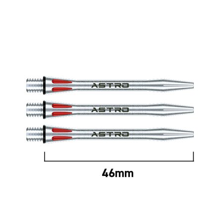 Winmau Astro Aluminium Shafts 46mm - 6 Dart Shafts, 2 Sets, Red/Silver/Black, Professional, Replacement, Steel Tip Darts Shafts