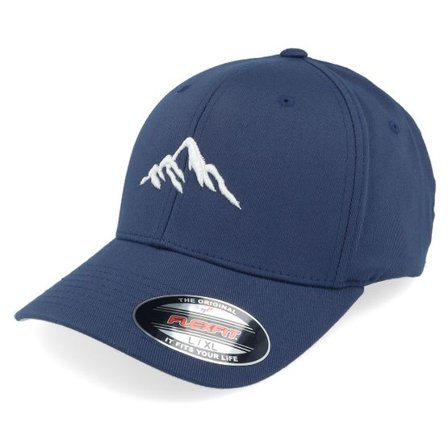 Wild Spirit - Blå flexfit Keps - Mountain 3d White/Navy Flexfit @ Hatstore