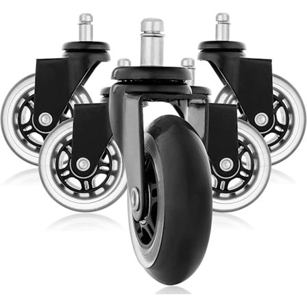 5 st Tysta Gummi Ersättningshjul för Kontorsstol Kontorsstolshjul Idealiska för Hårda Trägolv Mattor Laminatgolv och Kakel 11x22mm