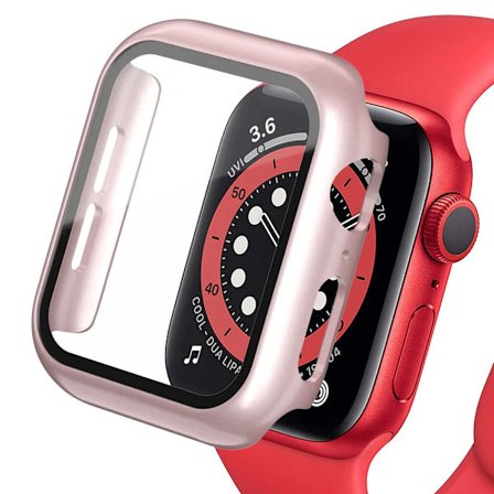 Härdat glas för Apple Watch Watch Case 9 8 7 6 5 4 38 40mm Tillbehör Skärmskydd iWatch Serie 44mm 45mm 41mm 42mm Roséguld Roséguld