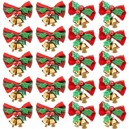 20 st Julpilbåge hängande prydnad Xmas Minibåge med klockor Dekorationer för julgranskrans girland Presentkartong Kort Pysseldekor Söt Cr