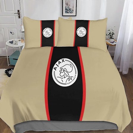 Ajax Logo -pussilakanasetti, jalkapallokuvio, urheilu, mikrokuitu, sopii pojille ja tytöille, parisänky