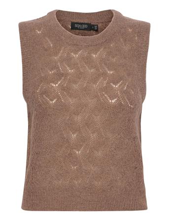 Sltuesday Pointa Vest Vests Knitted Vests Beige Soaked In Luxury
