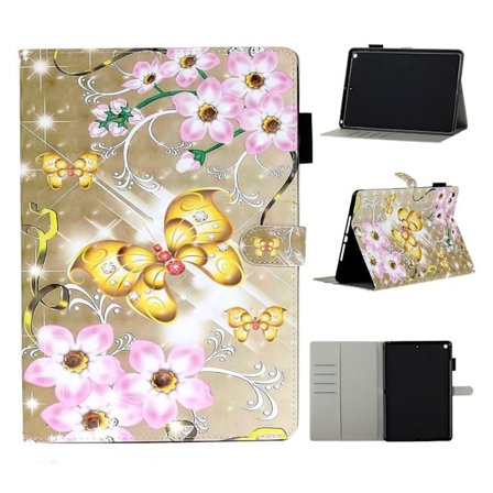 iPad 10.2 (2019) lys spot decor mønster læder etui - Blomme i Blomst