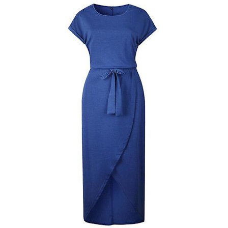 Sexiga Dam O-ringning Kortärmad Klänning Tunika Sommar Strandklänning Casual Damklänning