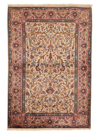 100X153 Alfombra Keshan Fine De Seda Oriental Rojo Oscuro/Marrón (Lana, Persia) Carpetvista