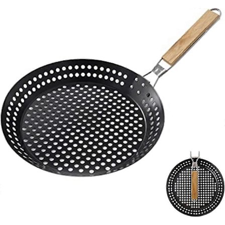 BBQ Non-Stick Grillpande, Anti-Rust Grillbakke Aftagelige Udendørs Grillartikler