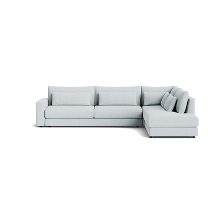 Sevilla Ecksofa, rechts in Aragon Kristallblau, modernes Design, bequemes L-Form Polstersofa für das Wohnzimmer, einfarbig, 85cm Gesamthöhe.