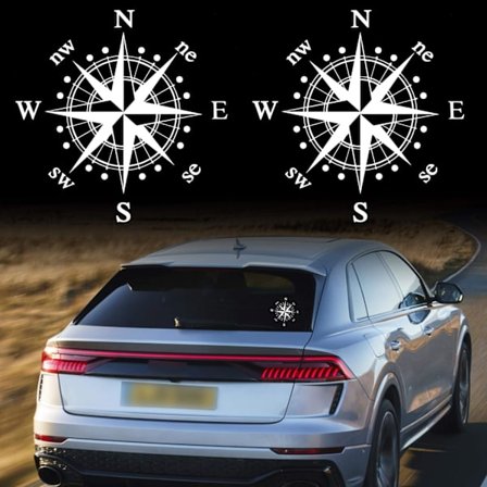 2 stk. 16 cm kompas klistermærker til bilhjelm auto kompas grafik klistermærker