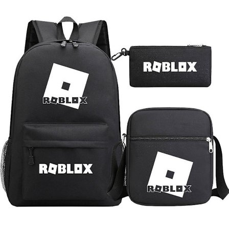 3 stk/sett Anime Roblox Ryggsekk Casual Svart Skoleveske Med Messenger Bag Blyantveske