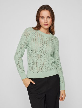 Vila Vicotti O-Neck L/S Knit Top - Green - XL