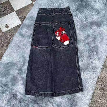 Jnco Jeans Nya Y2k Harajuku Hip Hopbrev Broderade Vintage Baggy Jeans Midja Breda Byxor E L