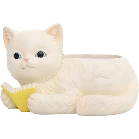 Hartsmodellkatt (läsande katt) i amerikansk lantlig stil, kruka för suckulenter