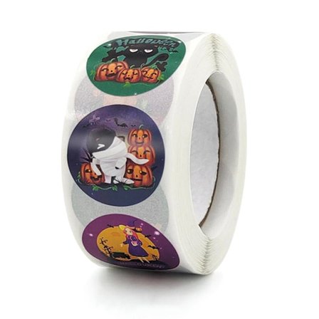 500 st/rulle Halloween-etikettklistermärken Pumpa Skelett Mönsterklistermärken Festliga Godispåse Tätande Etiketter för Festliga Dekorationer (G)