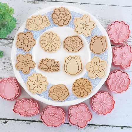 8 st Blomform Cookie ters 3D Plast Form Cookie St