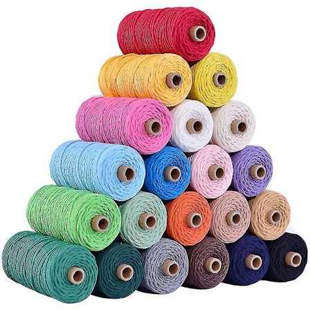 3mm Bomuldsreb Farverigt Reb Reb Beige Snoet Håndværk Makrame Snor Diy Hjem T Lysegul