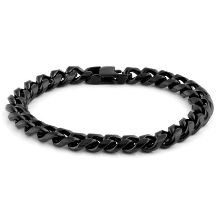 Schwarzes Ketten Armband 8mm für Männer - Edelstahl Armbänder