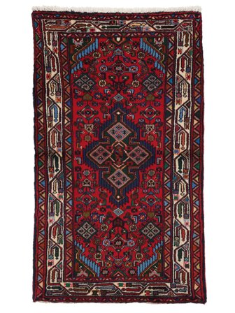 Orientalischer Asadabad Teppich 82X145 Schwarz/Dunkelrot Wolle, Persien/Iran