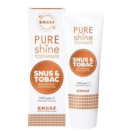Ekulf Pure Shine snus og tobakk tannkrem 75 ml