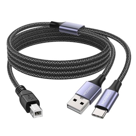 2025 Senaste Modell 2-i-1 USB-skrivarkabel 1M med USB C till MIDI-kabel Skrivarkabel, USB MIDI-kabel USB C till USB B MIDI-kabel, Kabel, C