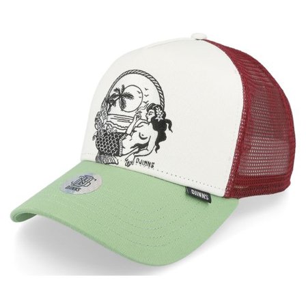 Djinns - Vit trucker Keps - Hft Cap Lazy Mermaid White/Wine/Olive Trucker @ Hatstore