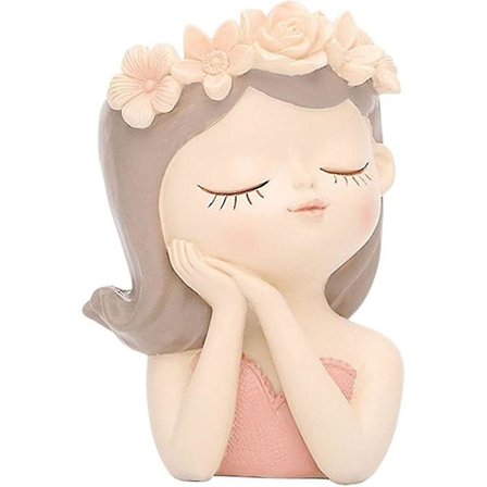 Elegantti Pieni Naisen Pää Resin Mehikasvien Ruukut Mini Kukkaruukku Astiat Maljakko Viemärireikällä Koristeet Puutarhan Ruukut, 8x7x11cm