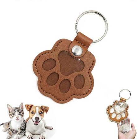 Nøkkelring for oppbevaring av hundehår, Søt nøkkelring med lærpote, Minnegave for kjæledyrhår