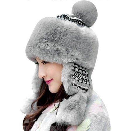 Dam Fuskpäls Hatt Rysk Trapper Hatt Ushanka Kvinnlig Trapper Hatt Pälsig Öronlapp Mössa Tjock Vinterhatt Söt Stickad Mössa Varm Päls Mössa