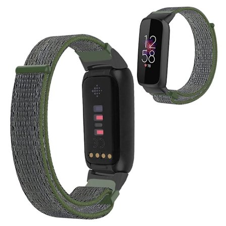 14 mm Fitbit Luxe klockarmband med nylonögla - Militärgrön