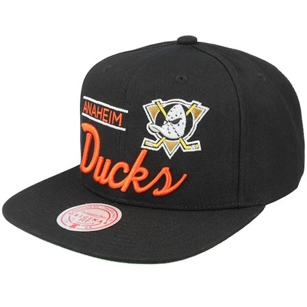 Mitchell & Ness - Anaheim Ducks Retro Lock Up Black Snapback Snapback Black Cap - NHL @ Hatstore