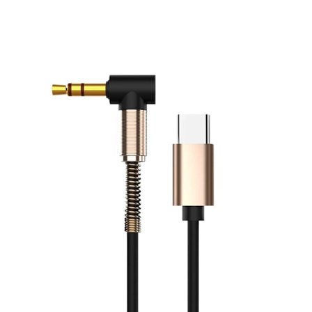 1m 3.5mm AUX USB-C Ljudkabel Hörlurskabel Typ-C svart
