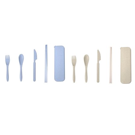 2 sæt rejsebestik med etui Hvedestrå Genanvendelig ske Cutter Gaffler Spisepinde Miljøvenligt bærbart bestik til udendørs rejse Picnic