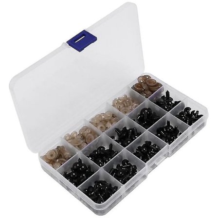 Sikkerhetsøyne med skiver, 150 stk Små Dukkeøyne Håndverk Lekeøyne Teddybjørnøyne 6mm/8mm/9mm/10mm/12