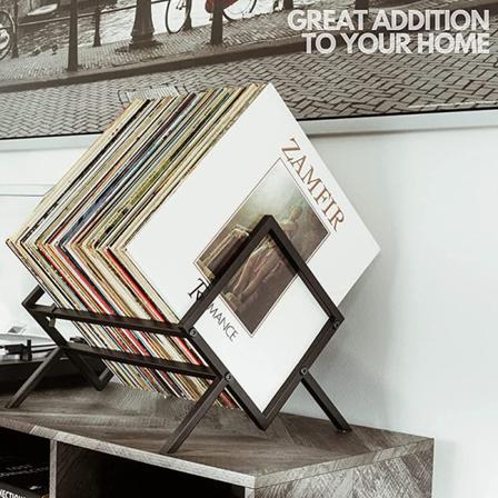 Vinylplateoppbevaring - Matt svart vinylplateholder 80 til 10