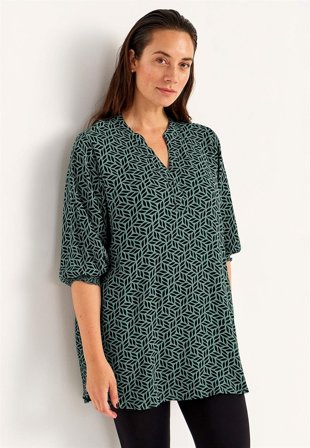 Cellbes of Sweden - Crepe tunika i grønn/mønstret for damer i størrelse 46/48