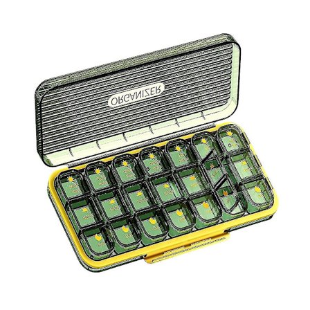 Pilleboks for reise - lommeapotek med etiketter Pilleboks 7 dager/pilleboks 3 ganger om dagen Porta