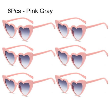 6 STK Hjerteformede Solbriller Love Heart Solbriller 6 STK - PINK