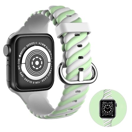 Apple Watch 40mm unik farve twist silikone urrem - Grøn / Hvid