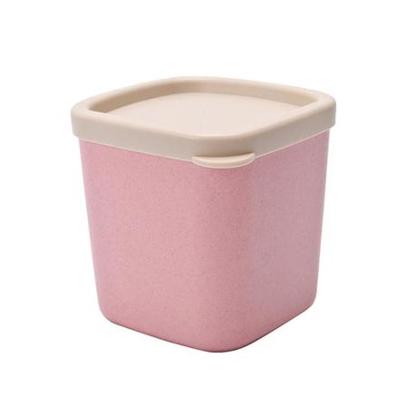 Forseglet beholder i hvetehalm, plastbeholder for matlagring med lokk, fuktsikkert boks for frukt, korn, krydder (blå, stor størrelse) rosa Pink