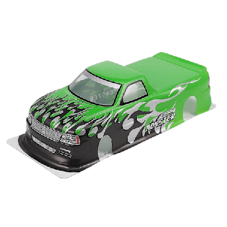 För 1/10 Rc Bil T-10 Pvc Målad Kaross 1/10 Rc Bil Bredd 205mm Hjulbas 255mm, grön