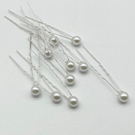 10 st Hårnålar Hårsmycken Hårdekoration till Bröllop & Fest - Vita Pärlor