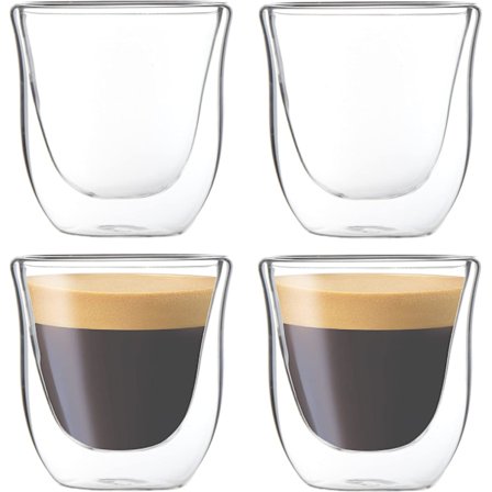 4 Pakke 80ML Espressokopper, Dobbeltvegget Termoisolert Espressokopper, Glass Kaffe Kopper